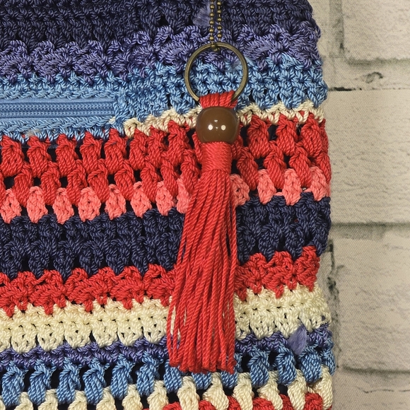 Blue and Red Striped Shoulder Bag - Picture 3 of 7